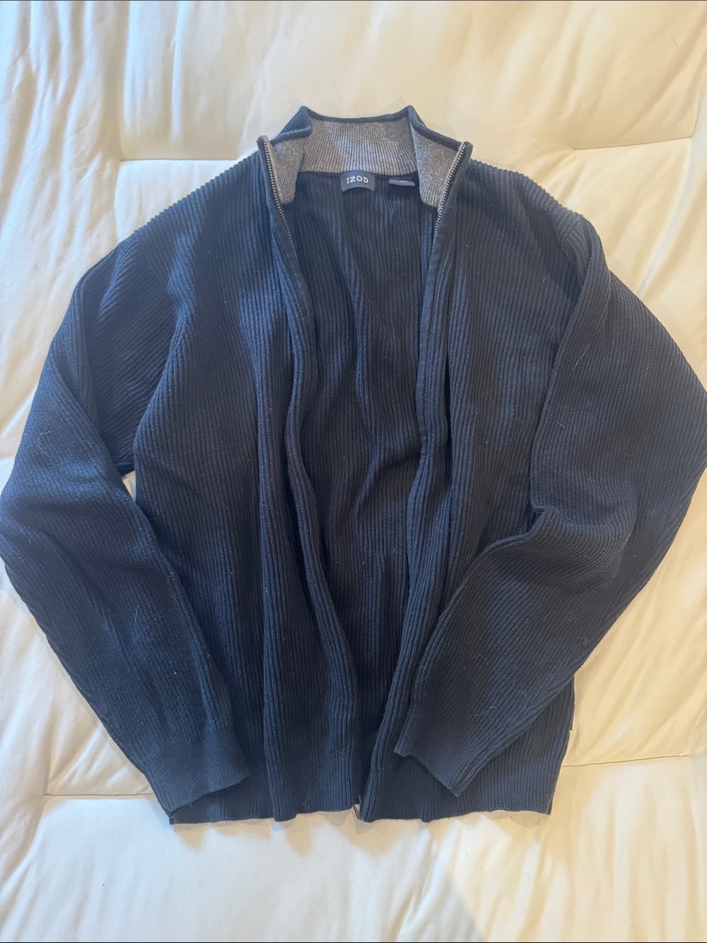 Izod Men's Navy Ribbed Open-Front Cardigan